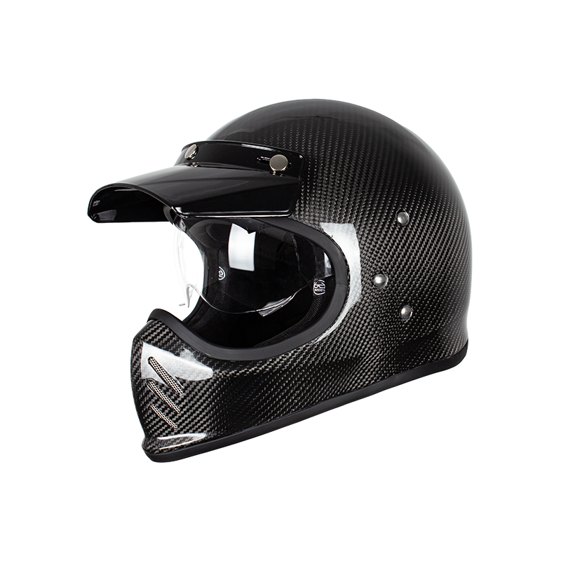 Retro Carbon Fiber Full Face Retro Motorcycle Helmet