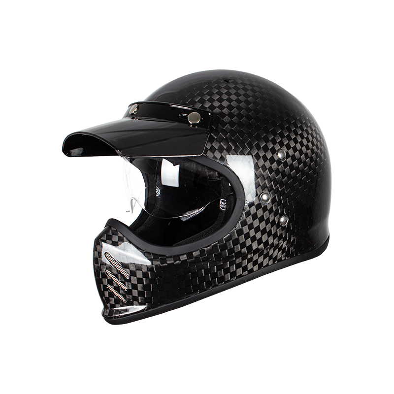 Retro Carbon Fiber Full Face Retro Motorcycle Helmet