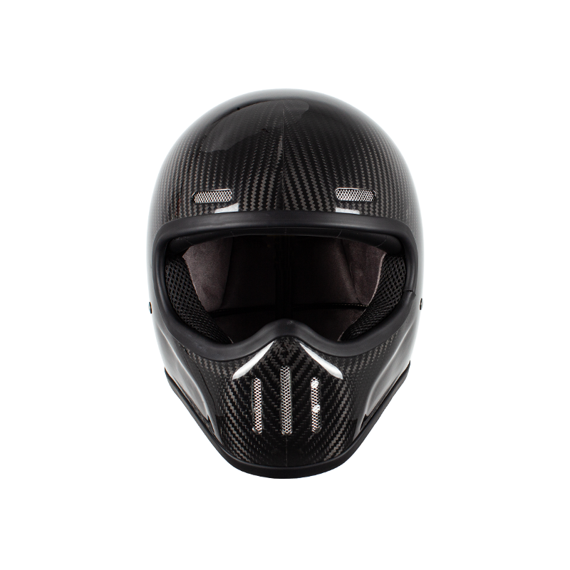 Retro Carbon Full Face Motorcycle Helmet 
